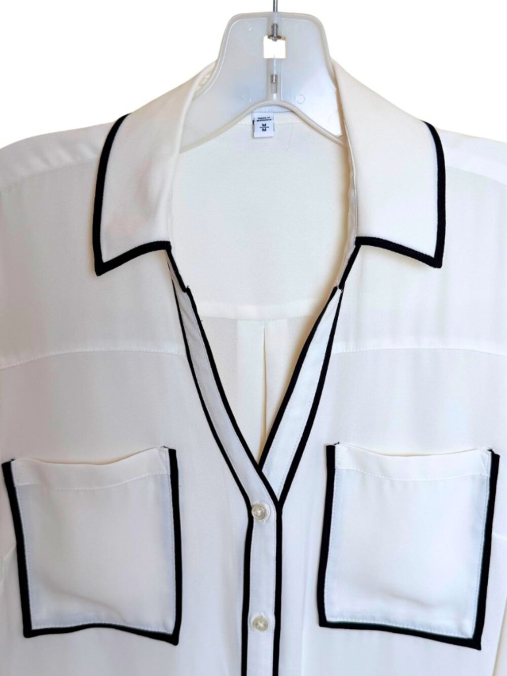 Medium - Express Portofino Shirt - White with Black Trim - VGC - Picture 2 of 7